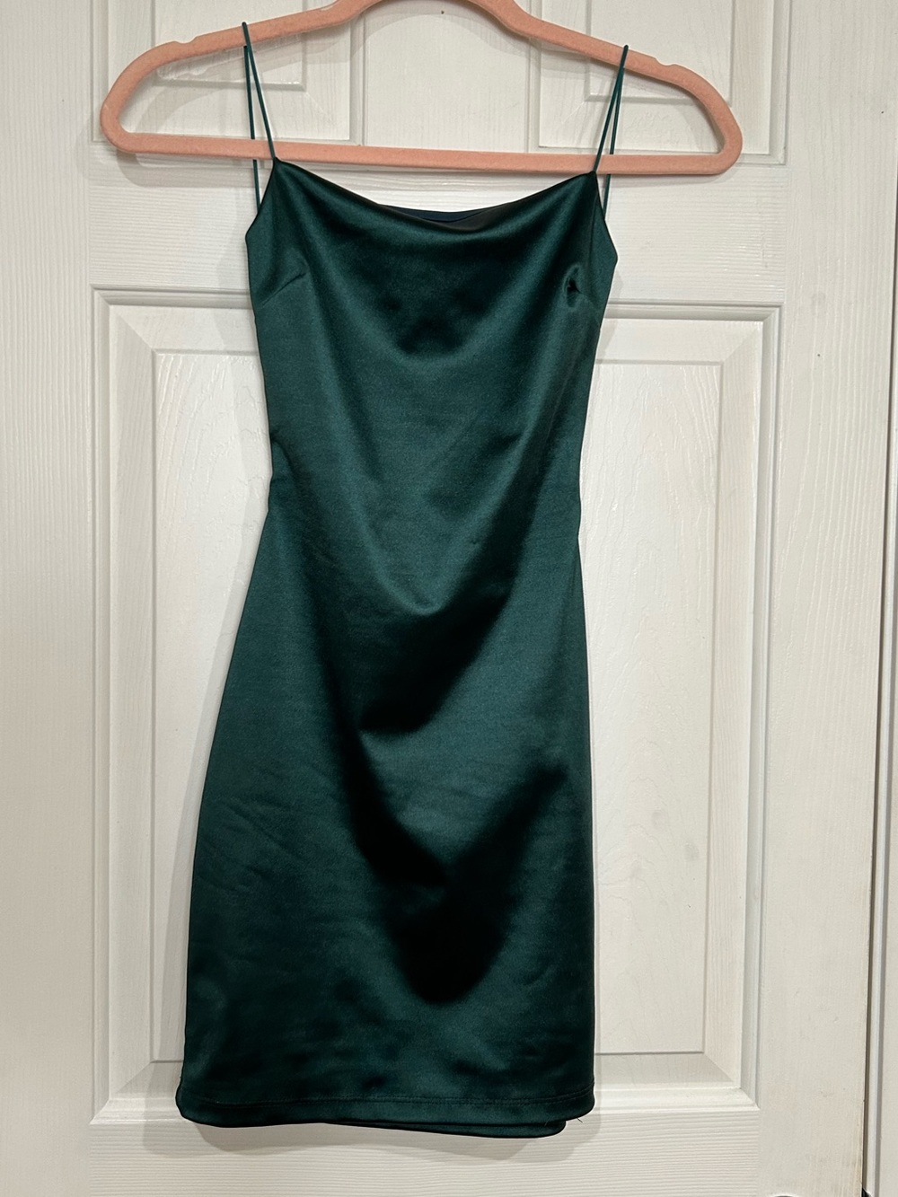 Windsor Emerald Green Satin Cowl Neck Bodycon Mini Dress Open Back Size XXS
